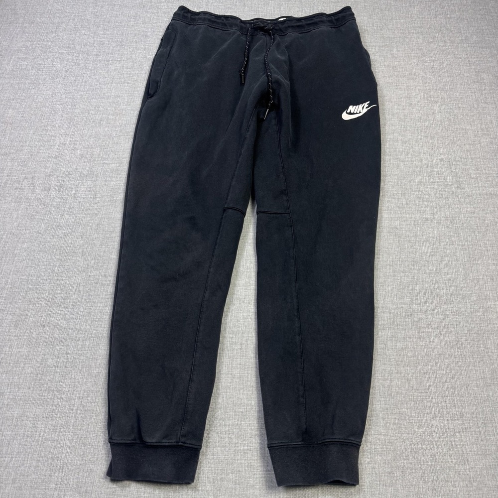 Nike Jogger Pants Mens M Black French Terry Drawstring‎ Pockets Tapered